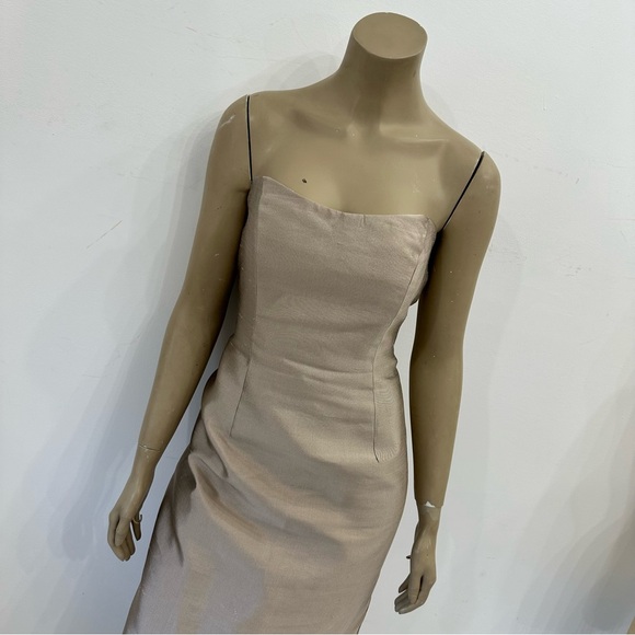 Champagne strapless column Montage by Mon Cheri evening dress. Size 6. - Picture 4 of 7